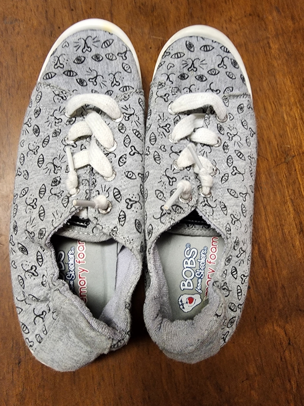 Skechers BOBS Gray Patterned Lace-Up Womens Sneakers Sz 8